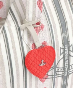Vivienne Westwood Handbags-Archive Linen Heart Stripes Large Handbag fabric