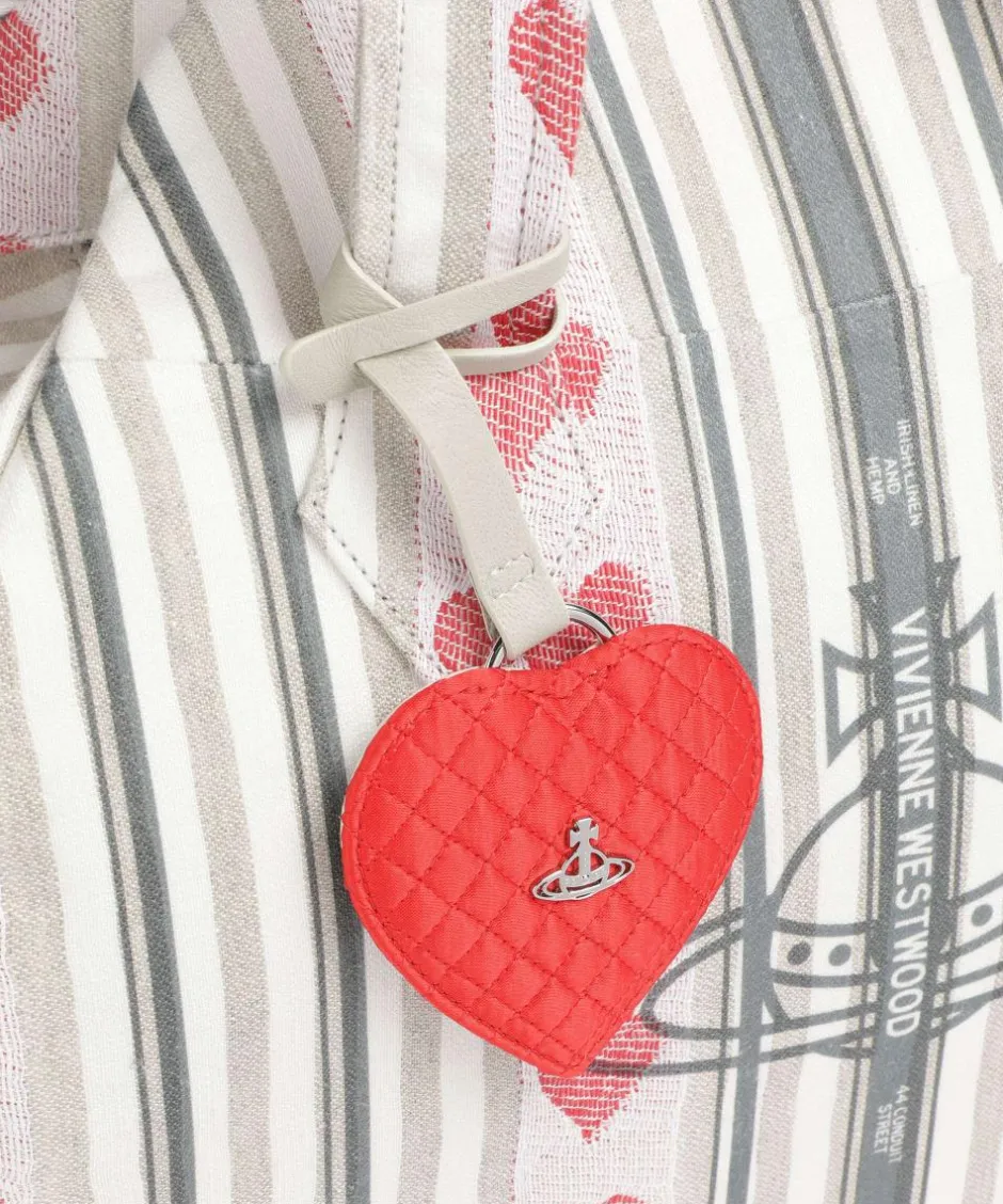 Vivienne Westwood Handbags-Archive Linen Heart Stripes Large Handbag fabric