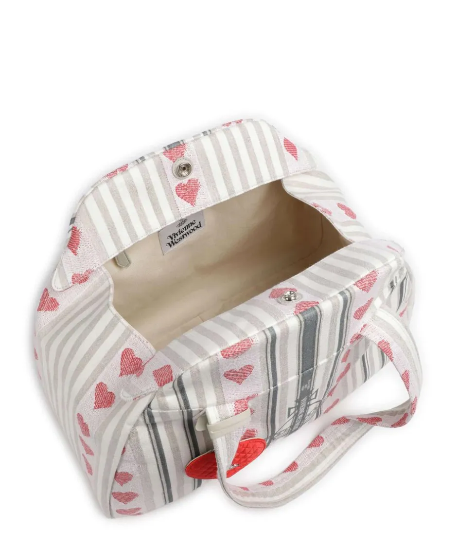 Vivienne Westwood Handbags-Archive Linen Heart Stripes Large Handbag fabric
