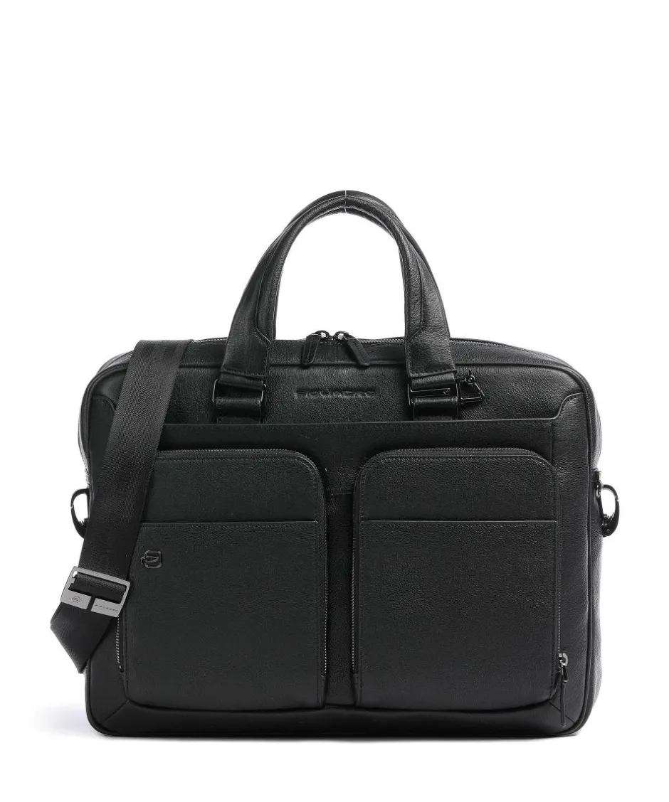 Piquadro Business- & Laptop Bags-Square Briefcase 15″ fine grain cow leather