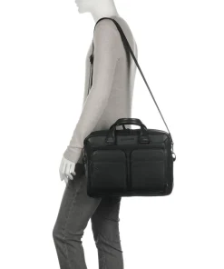 Piquadro Business- & Laptop Bags-Square Briefcase 15″ fine grain cow leather