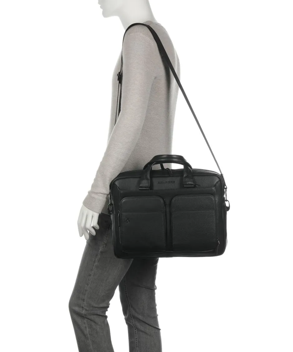 Piquadro Business- & Laptop Bags-Square Briefcase 15″ fine grain cow leather