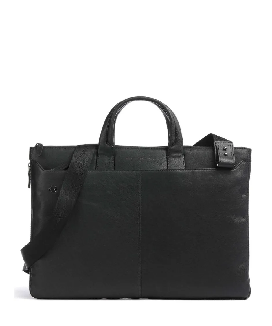 Piquadro Business- & Laptop Bags-Square Briefcase 15″ fine grain cow leather