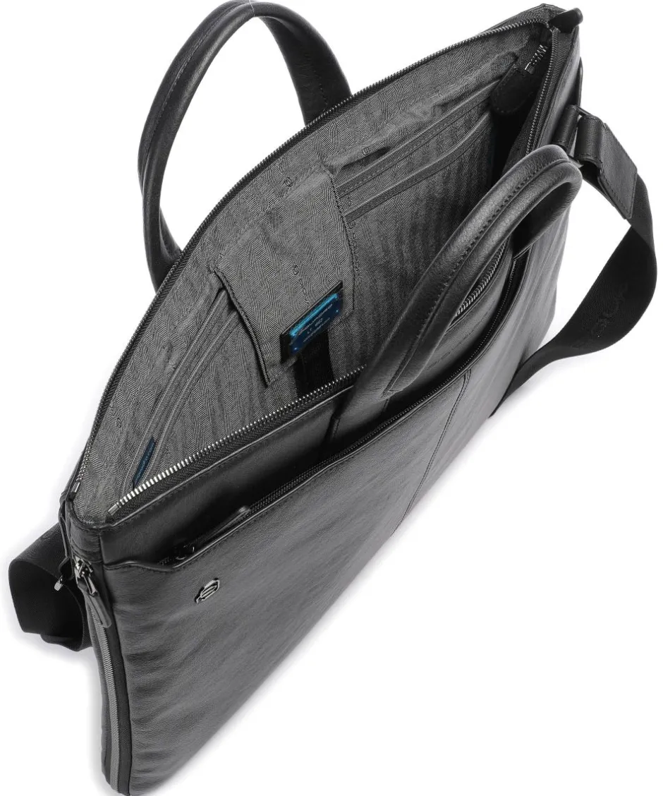 Piquadro Business- & Laptop Bags-Square Briefcase 15″ fine grain cow leather