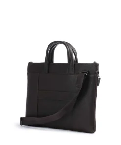 Piquadro Business- & Laptop Bags-Black Square Briefcase 15″ fine grain leather