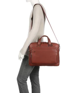 Piquadro Business- & Laptop Bags-Black Square Briefcase 15″ grained leather
