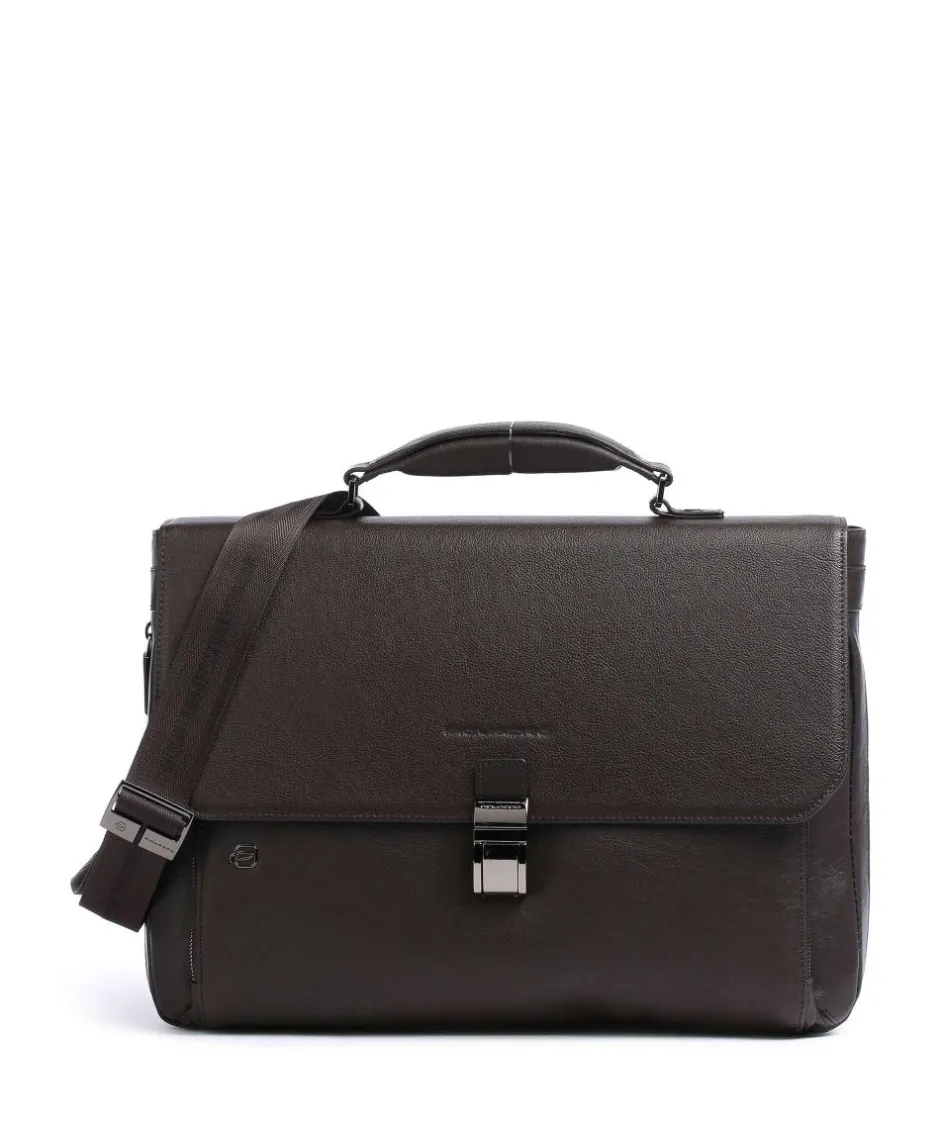 Piquadro Business- & Laptop Bags-Black Square Briefcase 15″ leather
