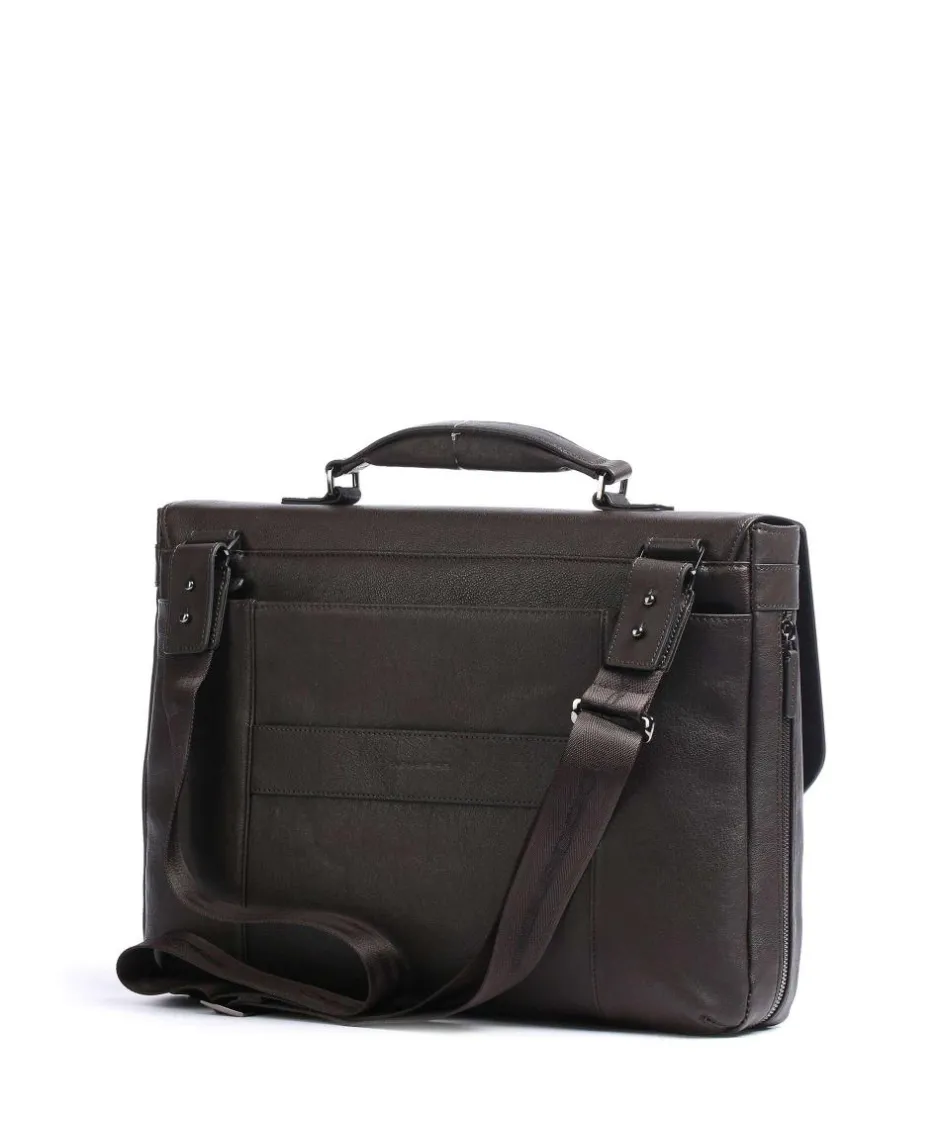 Piquadro Business- & Laptop Bags-Black Square Briefcase 15″ leather