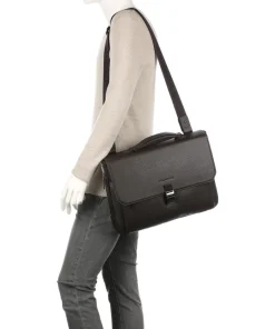 Piquadro Business- & Laptop Bags-Black Square Briefcase 15″ leather