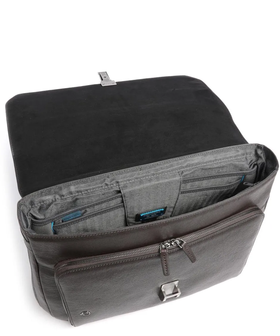 Piquadro Business- & Laptop Bags-Black Square Briefcase 15″ leather