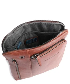 Piquadro Crossbody Bags-Black Square Crossbody bag grained leather
