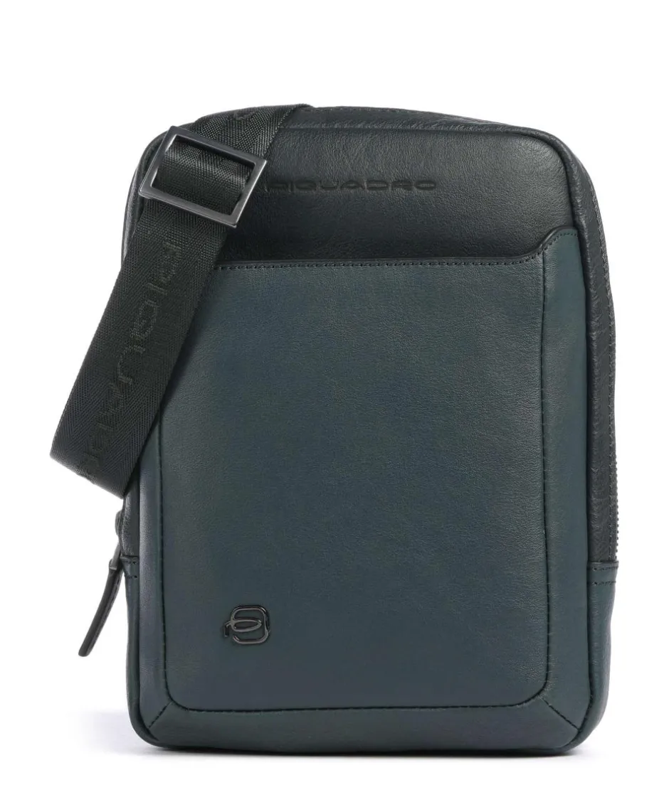 Piquadro Crossbody Bags-Black Square Crossbody bag grained cow leather