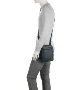 Piquadro Crossbody Bags-Black Square Crossbody bag grained cow leather