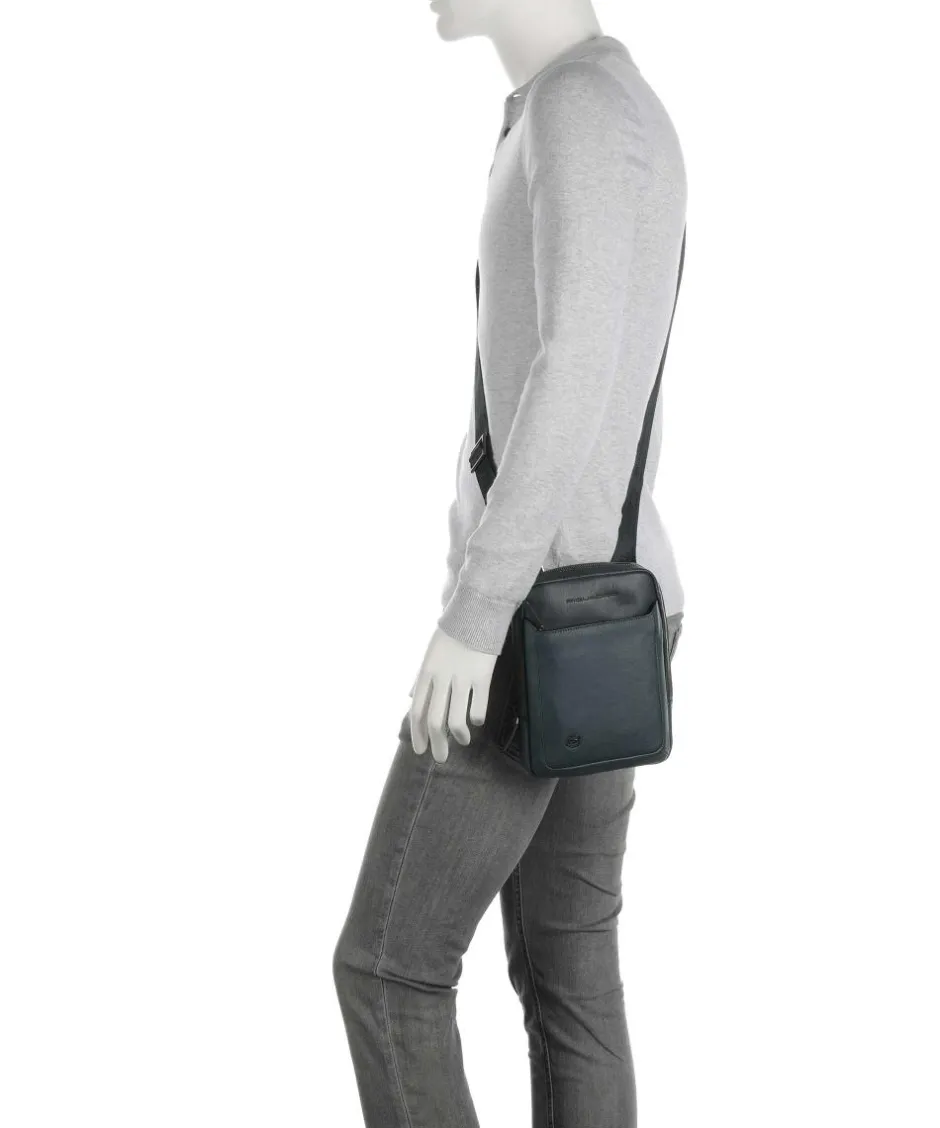 Piquadro Crossbody Bags-Black Square Crossbody bag grained cow leather