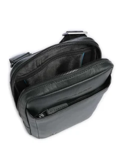 Piquadro Crossbody Bags-Black Square Crossbody bag grained cow leather