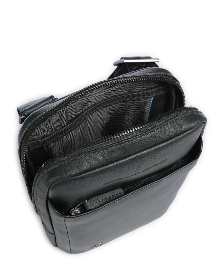 Piquadro Crossbody Bags-Black Square Crossbody bag grained cow leather