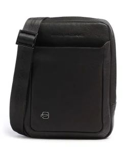 Piquadro Crossbody Bags-Black Square Crossbody bag grained cow leather
