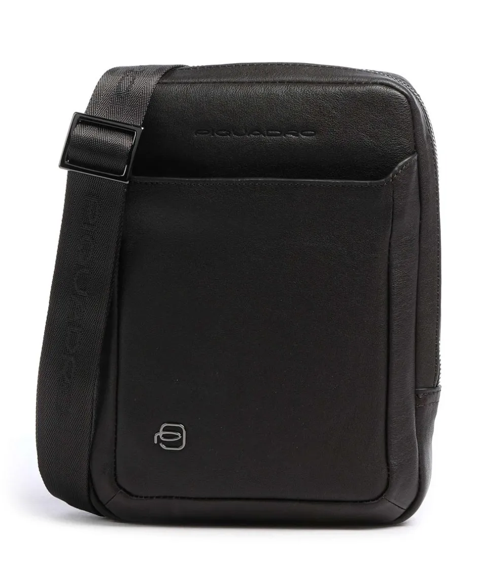 Piquadro Crossbody Bags-Black Square Crossbody bag grained cow leather