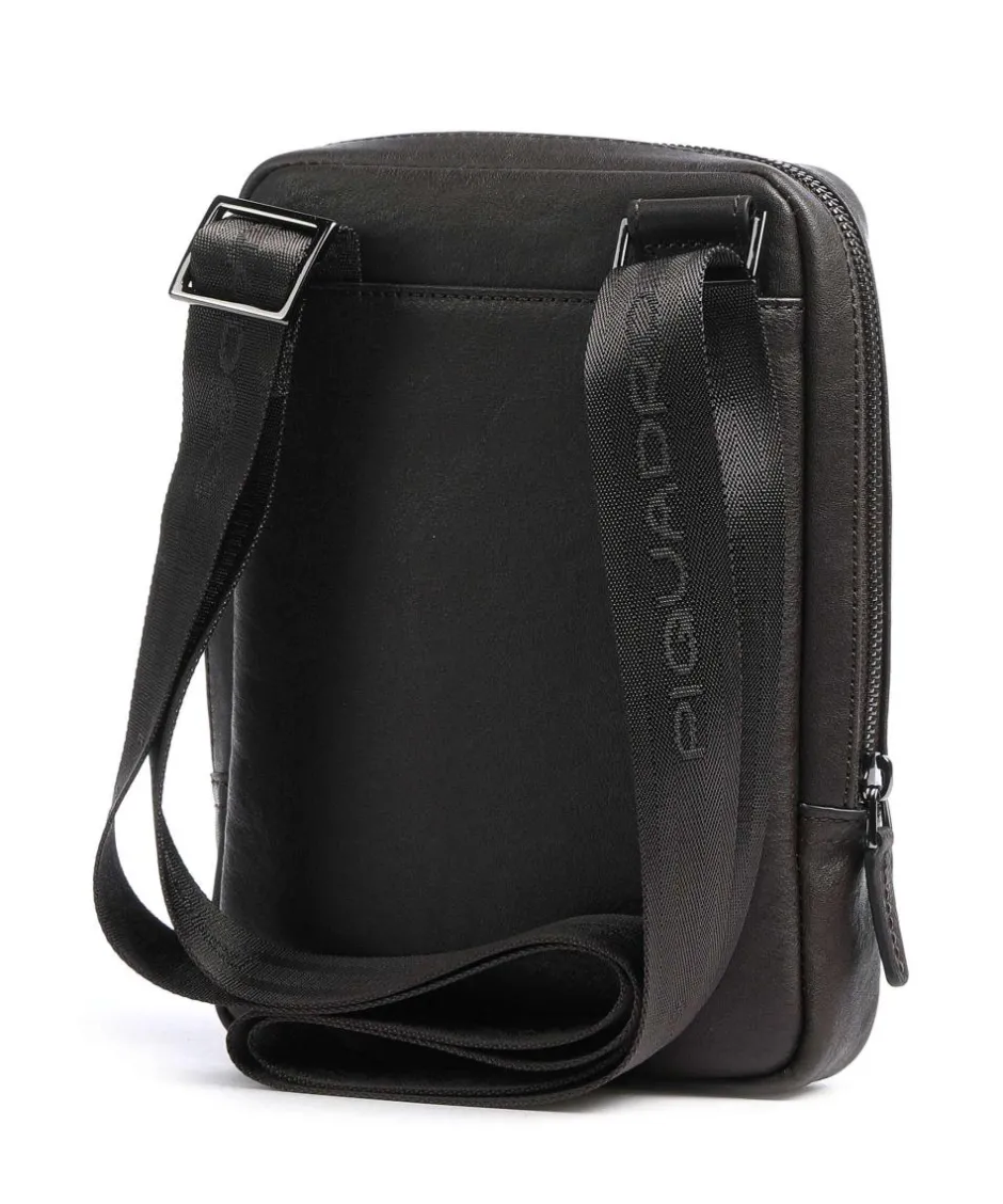Piquadro Crossbody Bags-Black Square Crossbody bag grained cow leather