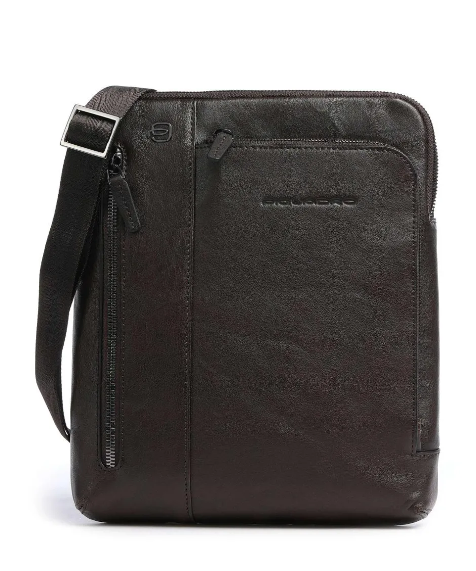 Piquadro Crossbody Bags-Black Square Crossbody bag grained leather