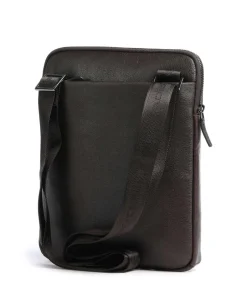 Piquadro Crossbody Bags-Black Square Crossbody bag grained leather