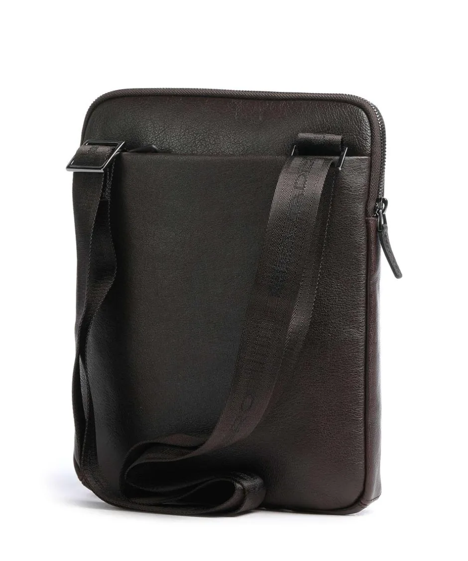 Piquadro Crossbody Bags-Black Square Crossbody bag grained leather