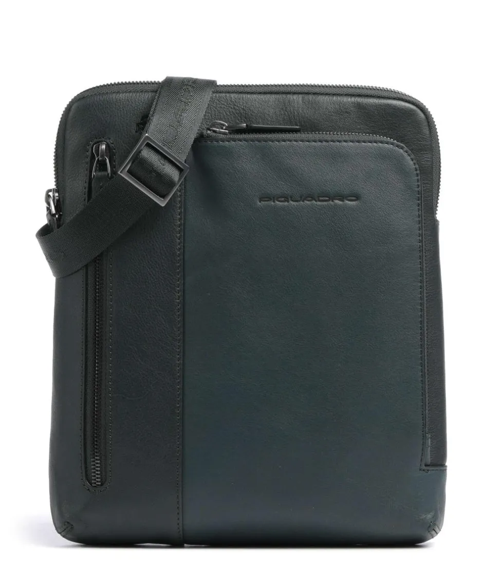 Piquadro Crossbody Bags-Black Square Crossbody bag grained leather