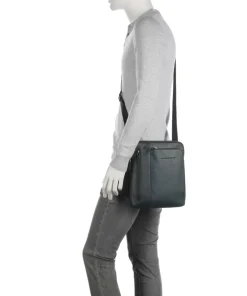 Piquadro Crossbody Bags-Black Square Crossbody bag grained leather