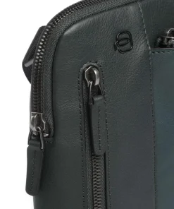 Piquadro Crossbody Bags-Black Square Crossbody bag grained leather
