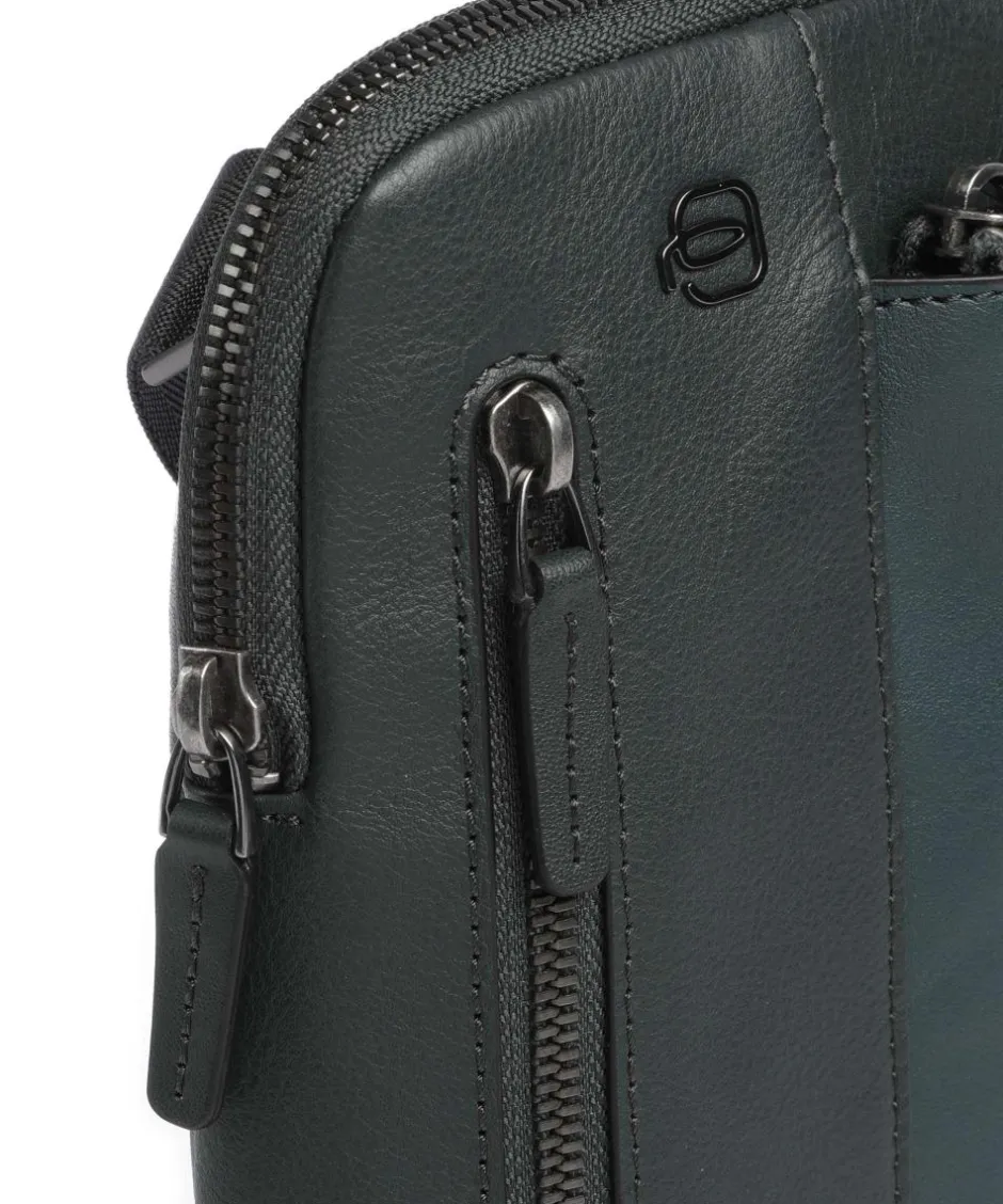 Piquadro Crossbody Bags-Black Square Crossbody bag grained leather