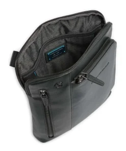 Piquadro Crossbody Bags-Black Square Crossbody bag grained leather