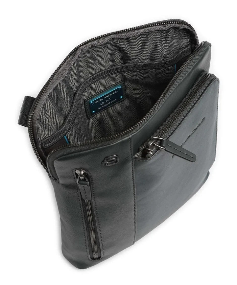 Piquadro Crossbody Bags-Black Square Crossbody bag grained leather