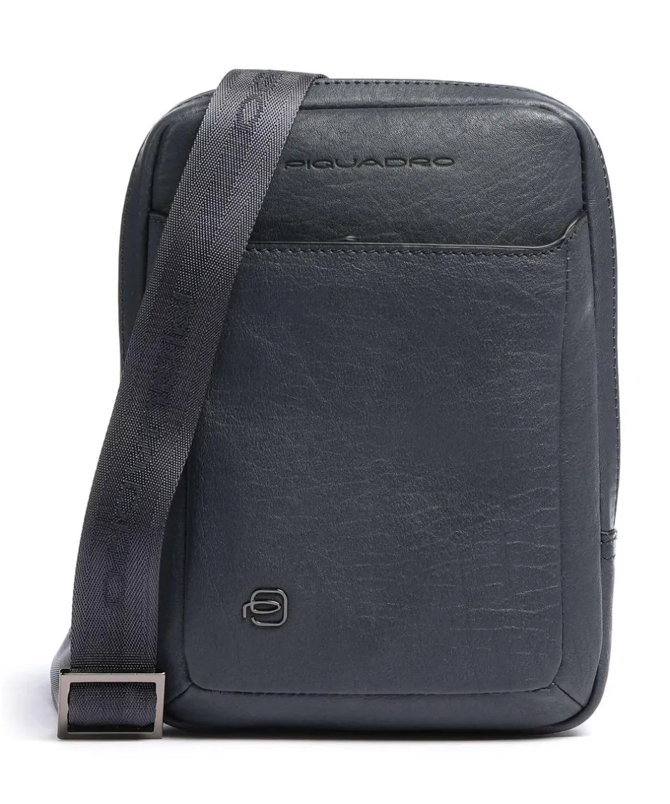 Piquadro Crossbody Bags-Black Square Crossbody bag grained cow leather