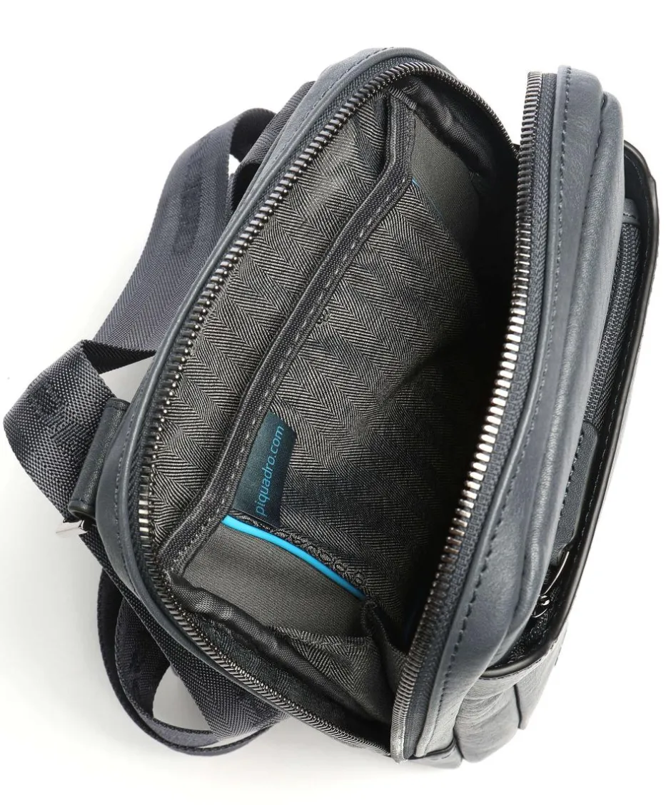 Piquadro Crossbody Bags-Black Square Crossbody bag grained cow leather