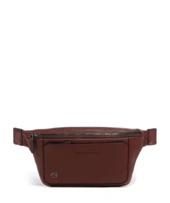 Piquadro Fanny Packs|Crossbody Bags-Black Square Fanny pack grained cow leather