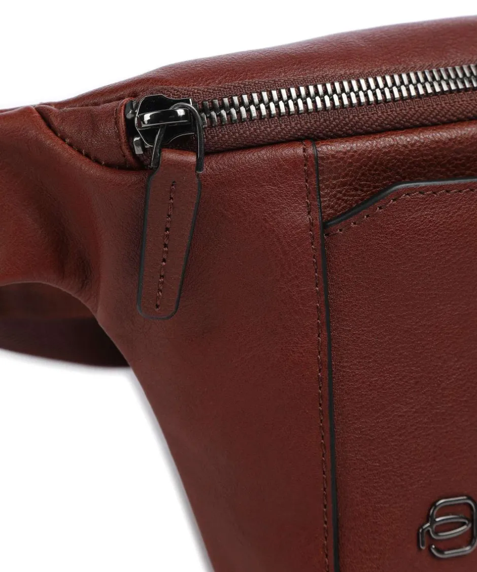 Piquadro Fanny Packs|Crossbody Bags-Black Square Fanny pack grained cow leather