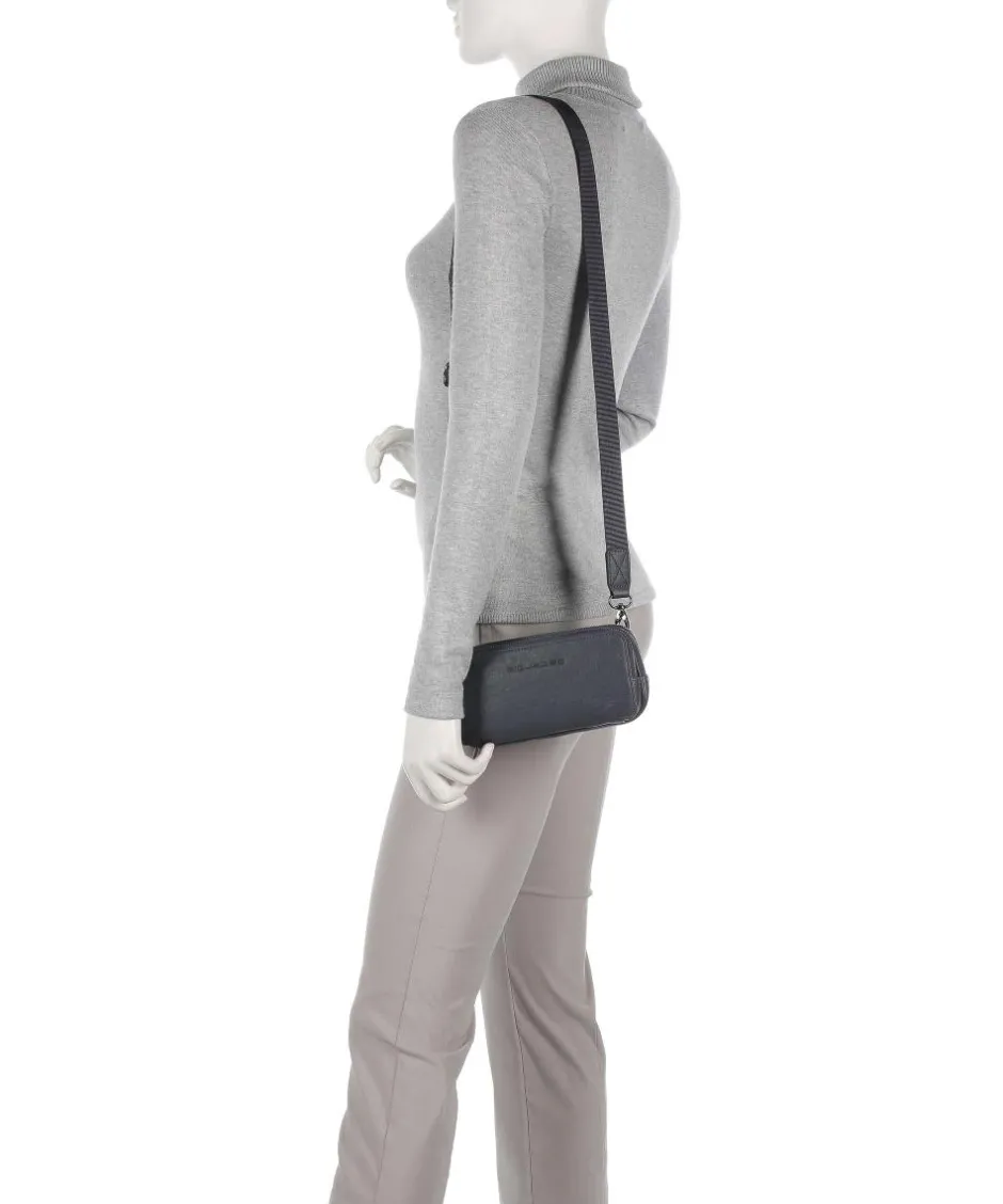 Piquadro Wristlets|Crossbody Bags-Black Square Wristlet leather, fine grain leather