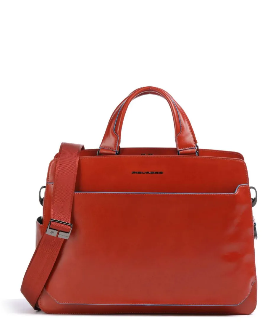 Piquadro Business- & Laptop Bags-Blue Square Briefcase 15″ fine grain cow leather