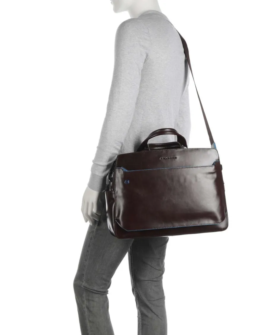 Piquadro Business- & Laptop Bags-Blue Square Briefcase 15″ fine grain cow leather