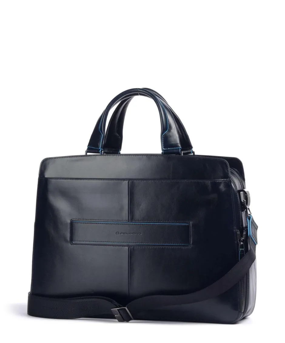 Piquadro Business- & Laptop Bags-Blue Square Briefcase 15″ fine grain cow leather