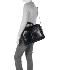 Piquadro Business- & Laptop Bags-Blue Square Briefcase 15″ leather