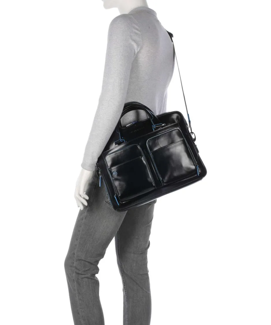 Piquadro Business- & Laptop Bags-Blue Square Briefcase 15″ leather