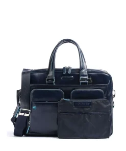 Piquadro Business- & Laptop Bags-Blue Square Briefcase 16″ leather