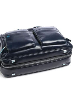 Piquadro Business- & Laptop Bags-Blue Square Briefcase 16″ leather