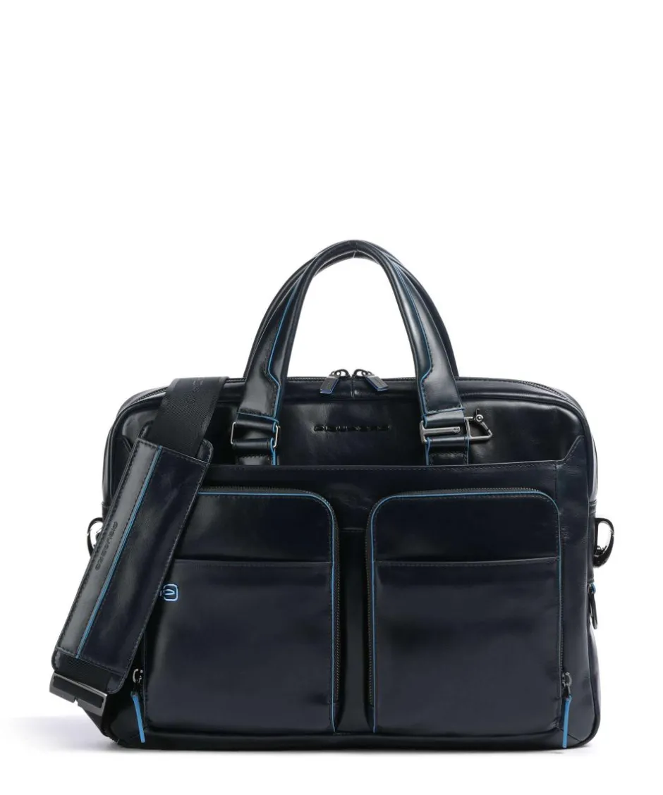 Piquadro Business- & Laptop Bags-Blue Square Briefcase 15″ leather