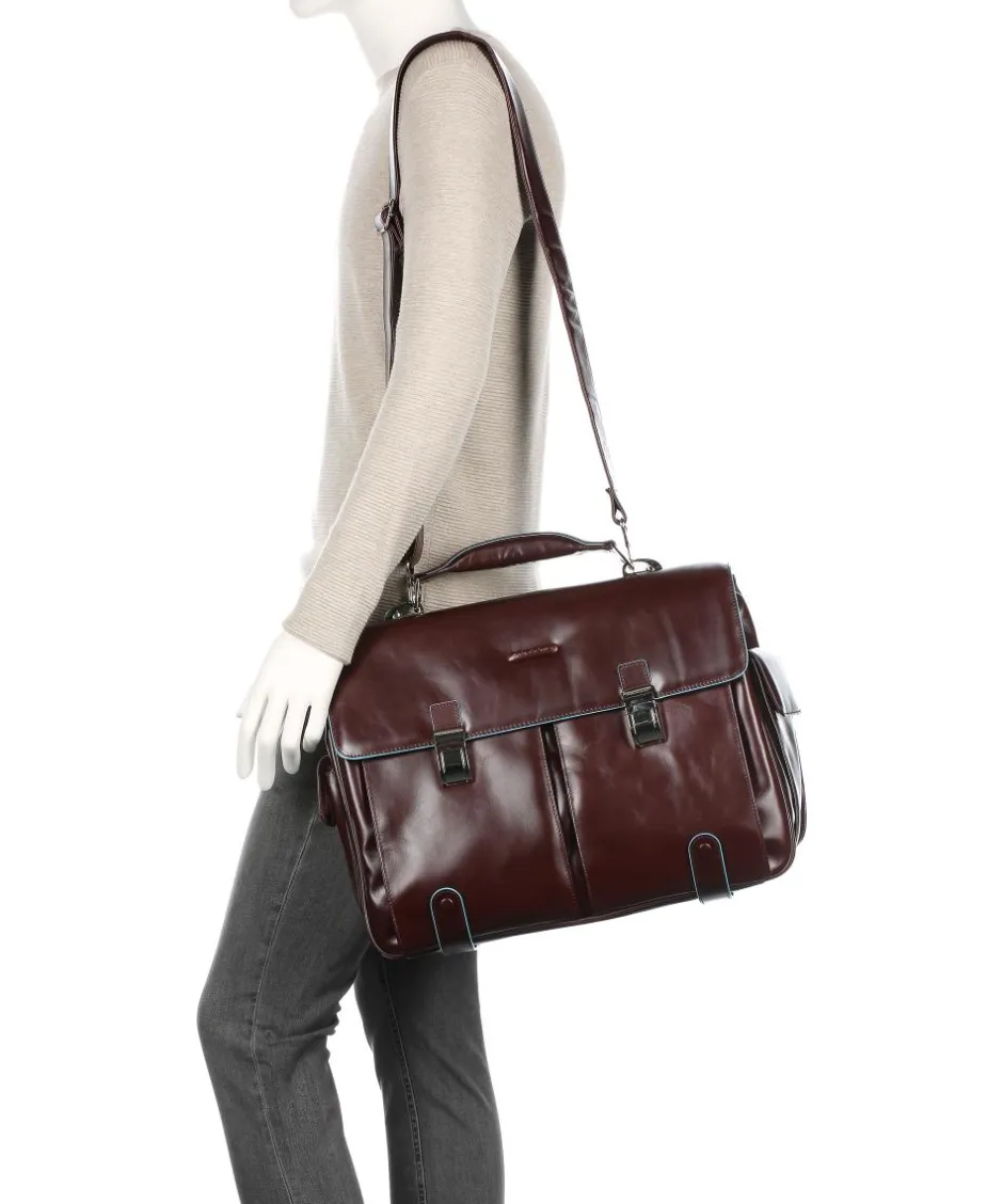 Piquadro Business- & Laptop Bags-Blue Square Briefcase 15″ leather, grained leather