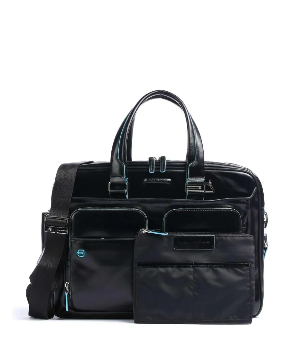 Piquadro Business- & Laptop Bags-Blue Square Briefcase 16″ leather