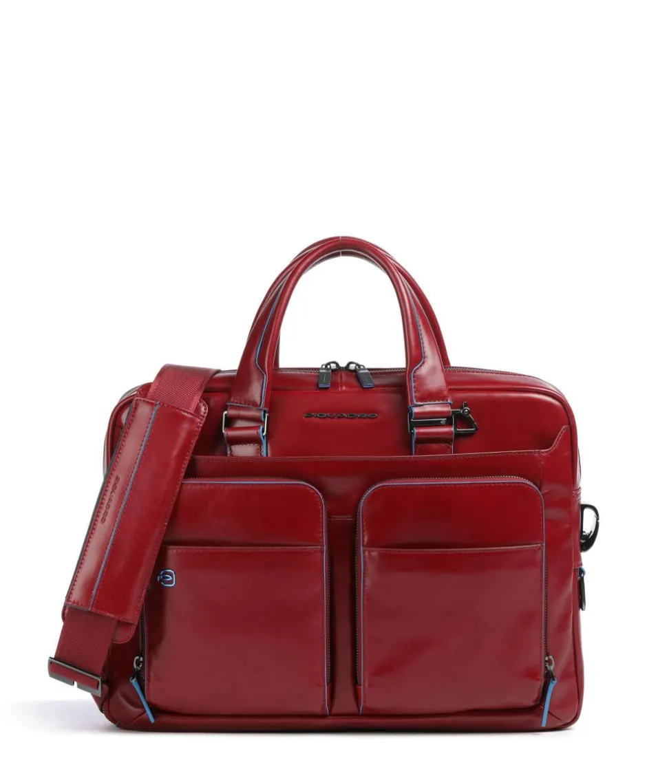 Piquadro Business- & Laptop Bags-Blue Square Briefcase 15″ leather