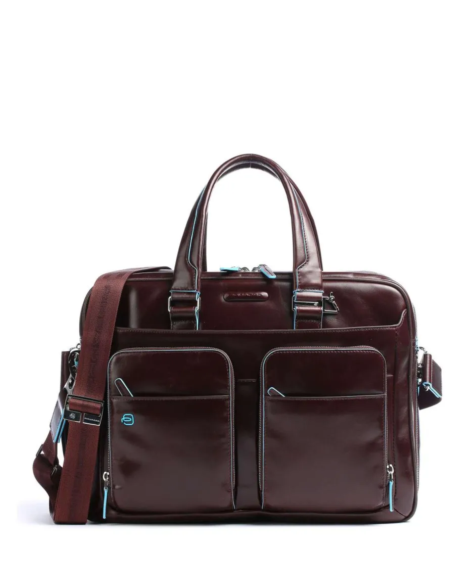 Piquadro Business- & Laptop Bags-Blue Square Briefcase 16″ leather