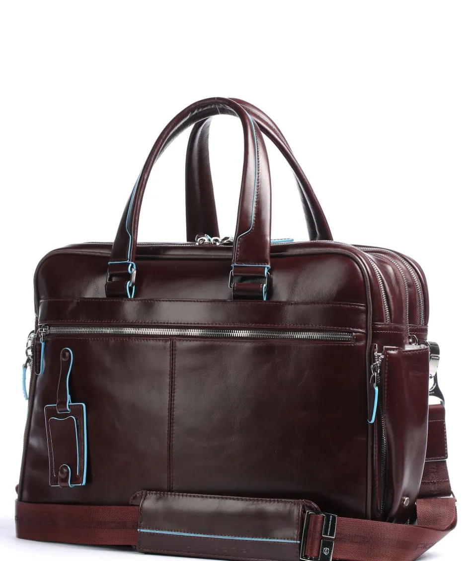 Piquadro Business- & Laptop Bags-Blue Square Briefcase 16″ leather